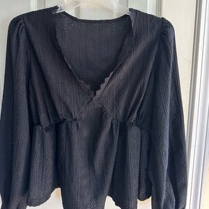 SHEIN Black Textured Blouse